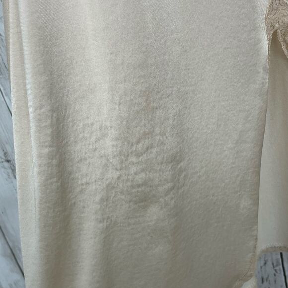 Shadow Line Vintage Lace Tan Adjustable Front Slit Classic Sexy Full Slip 32 - Picture 3 of 8